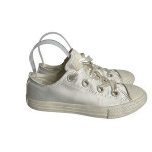 Converse All Star White Satin Sneakers with Satin Laces Juniors Size 4